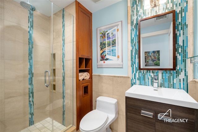 50 Ships Point Ln, Oyster Bay, NY 11771 - full bath with tile walls, a shower stall, and vanity