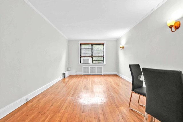 21-40 78th St Unit 2, East Elmhurst, NY 11370 - unfurnished office with radiator, ornamental molding, light wood-style flooring, and cooling unit