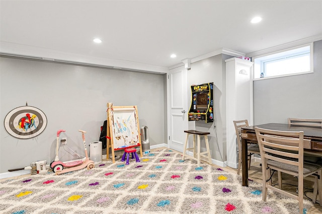 3 Grant Ave, Albertson, NY 11507 - game room featuring recessed lighting and ornamental molding
