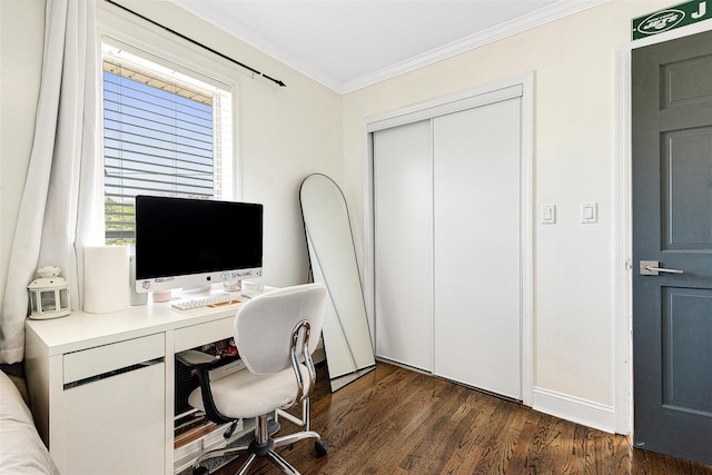 3 Grant Ave, Albertson, NY 11507 - office with ornamental molding and dark wood-type flooring