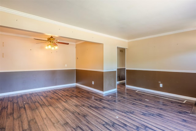 12 Rivera Ln, West Sayville, NY 11796 - empty room with wood finished floors, a ceiling fan, and crown molding