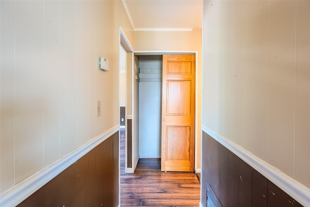12 Rivera Ln, West Sayville, NY 11796 - corridor with dark wood-style flooring and crown molding