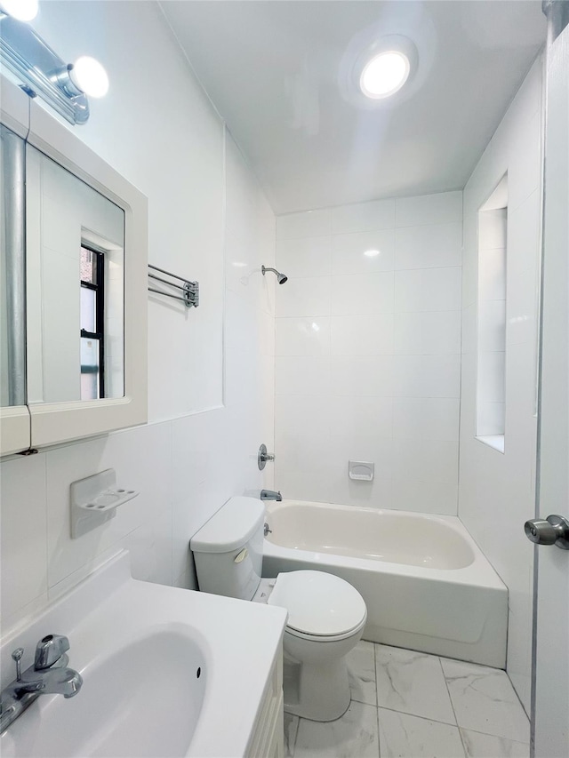 14809 Northern Blvd Unit 3N, Flushing, NY 11354 - bathroom with vanity, shower / bath combination, and marble finish floors