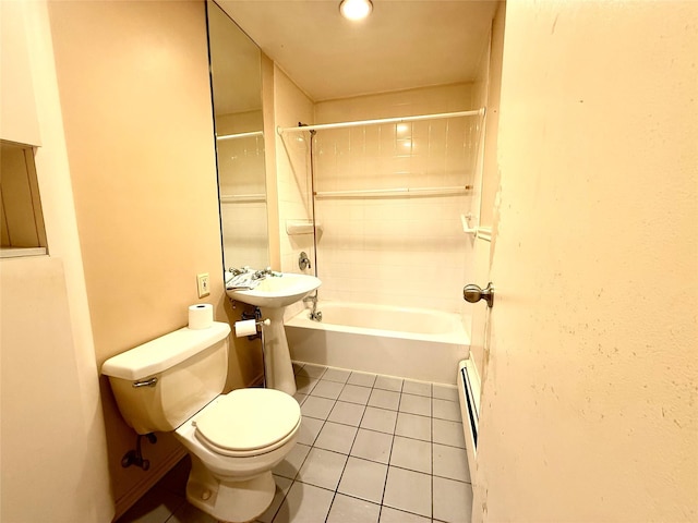 18 Ivy St Unit 1B, Farmingdale, NY 11735 - full bath featuring tile patterned flooring, bathtub / shower combination, and baseboard heating