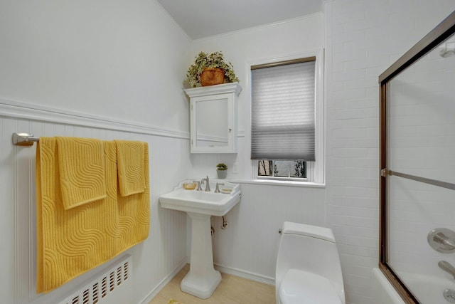 86 Briary Rd, Dobbs Ferry, NY 10522 - bathroom featuring bath / shower combo with glass door and ornamental molding
