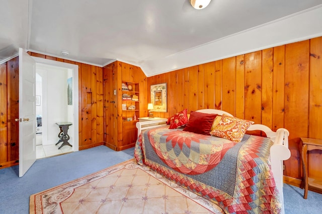86 Briary Rd, Dobbs Ferry, NY 10522 - bedroom with wood walls and carpet floors