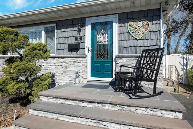 117 E Madison St, East Islip, NY 11730 - property entrance with stone siding