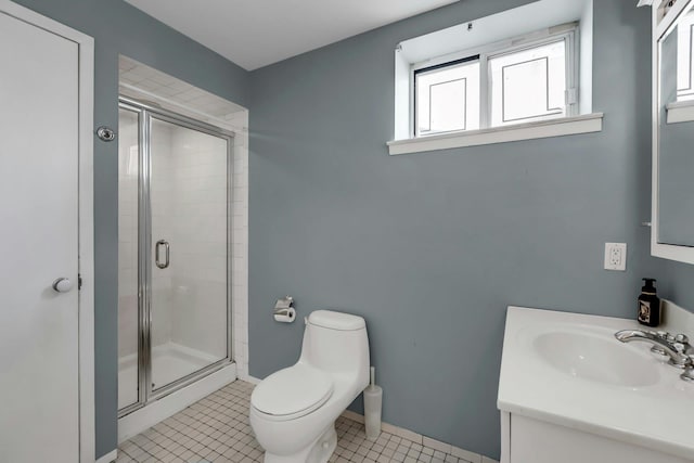 117 E Madison St, East Islip, NY 11730 - bathroom with a shower stall, vanity, and tile patterned floors