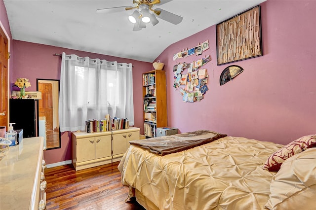 18 Pashen Pl, Dix Hills, NY 11746 - bedroom featuring wood finished floors, lofted ceiling, and a ceiling fan