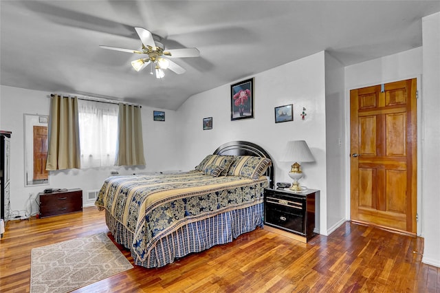 18 Pashen Pl, Dix Hills, NY 11746 - bedroom featuring wood finished floors, vaulted ceiling, and ceiling fan