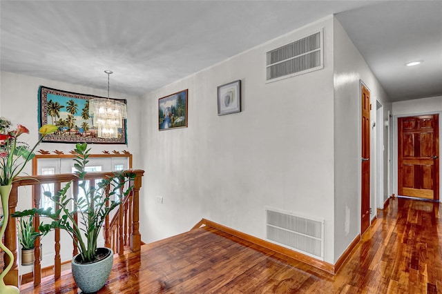 18 Pashen Pl, Dix Hills, NY 11746 - hall with a chandelier, hardwood / wood-style flooring, and recessed lighting
