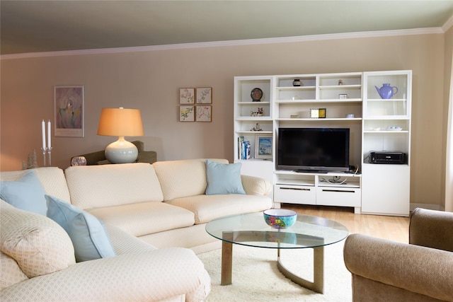 162-41 Powells Cove Blvd Unit 4K, Beechhurst, NY 11357 - living room featuring wood finished floors and ornamental molding