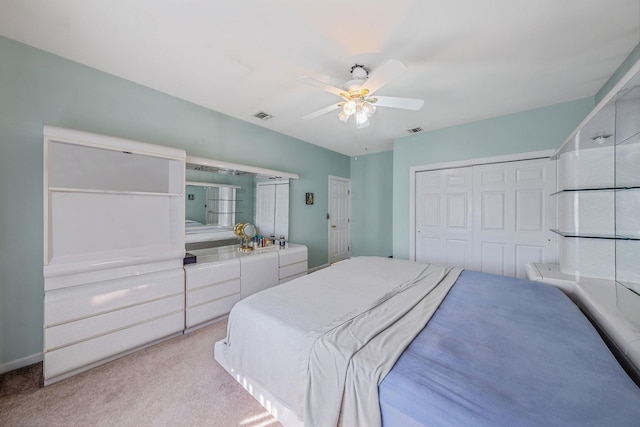 3 Kohlsaat Ct, Smithtown, NY 11787 - bedroom with light carpet, a closet, and a ceiling fan