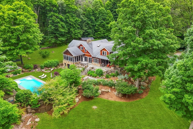 17 Half Moon Rdg, Cold Spring, NY 10516 - aerial view of property and surrounding area with a pool area and a forest