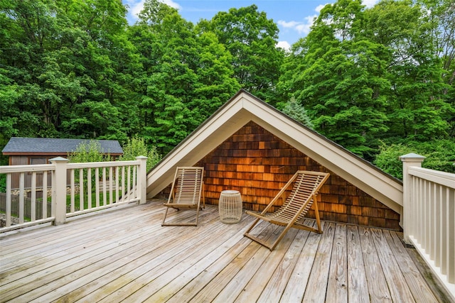 17 Half Moon Rdg, Cold Spring, NY 10516 - wooden deck featuring an outdoor structure