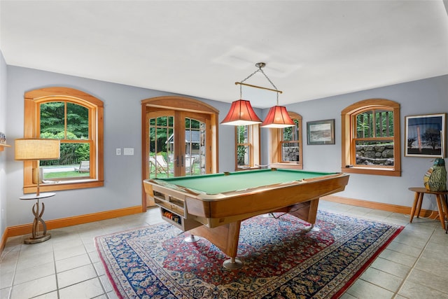 17 Half Moon Rdg, Cold Spring, NY 10516 - rec room with french doors, light tile patterned floors, and billiards table