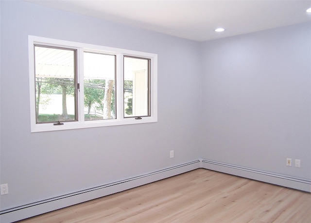 121 Lower Sheep Pasture Rd, East Setauket, NY 11733 - spare room with light wood-type flooring, recessed lighting, and baseboard heating