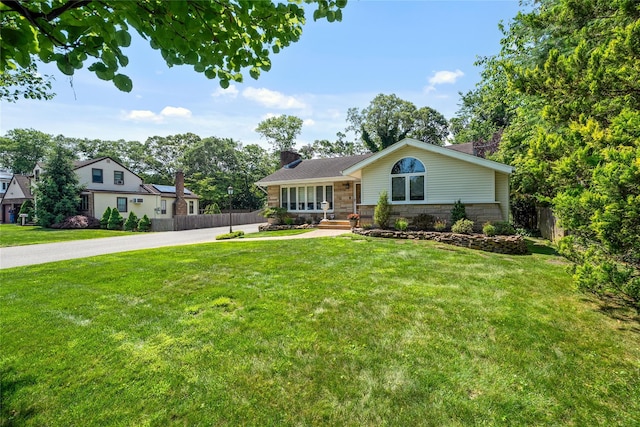 506 Kime Ave, West Islip, NY 11795 - view of front facade featuring a chimney, a porch, and stone siding