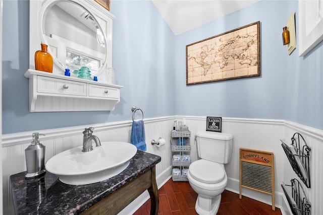 506 Kime Ave, West Islip, NY 11795 - bathroom featuring wainscoting, wood finished floors, and vanity