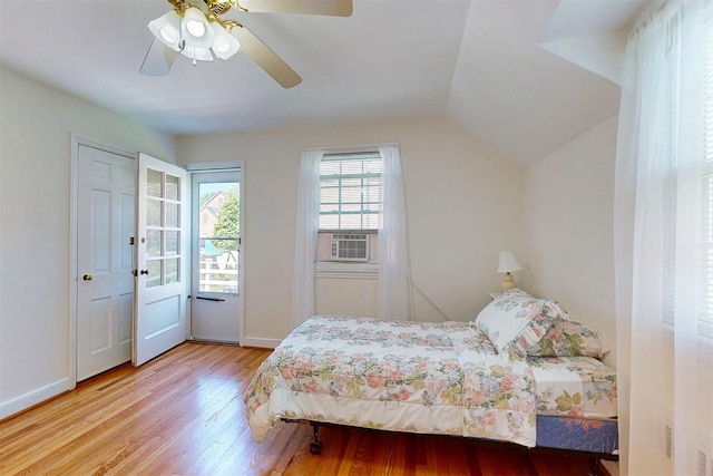 32 Biltmore Ave, Yonkers, NY 10710 - bedroom with cooling unit, wood finished floors, lofted ceiling, and a ceiling fan