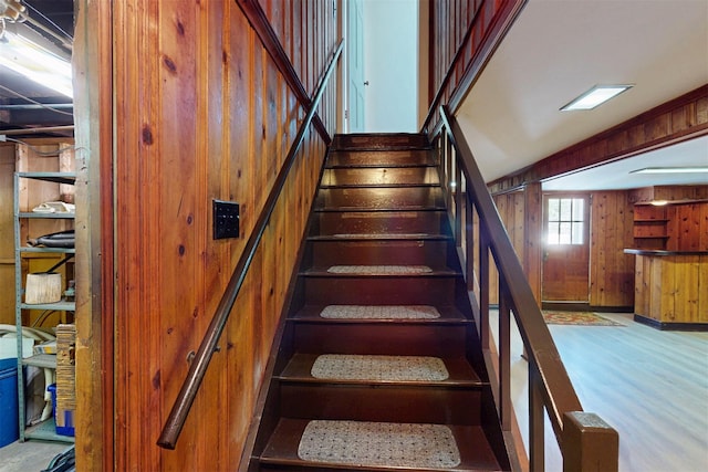 32 Biltmore Ave, Yonkers, NY 10710 - stairway with wooden walls and wood finished floors