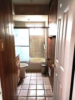 353 Litchfield Ave, Babylon, NY 11702 - full bathroom with tile patterned floors, combined bath / shower with glass door, and vanity