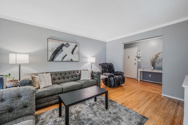 18 Ivy St Unit 4A, Farmingdale, NY 11735 - living room with hardwood / wood-style floors and crown molding