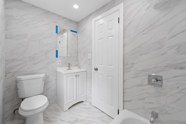 19432 113th Rd, Hollis, NY 11412 - full bathroom with vanity, marble finish floors, and a tub to relax in