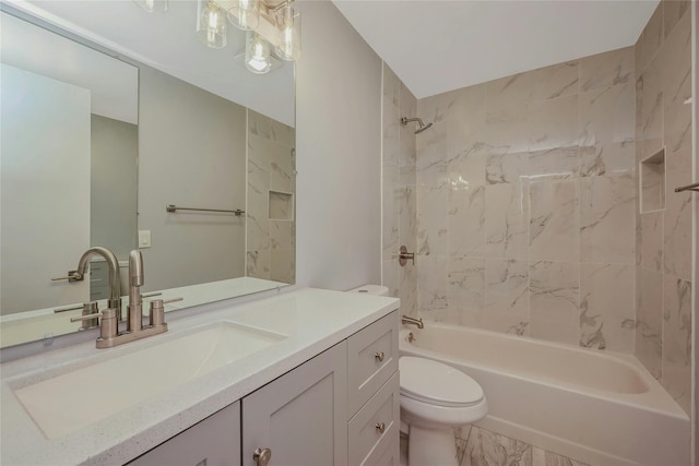 31 Neptune Ave, Mastic, NY 11950 - bathroom with shower / tub combination, vanity, and marble finish flooring