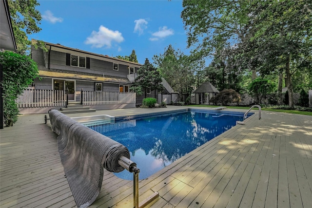 31 Neptune Ave, Mastic, NY 11950 - outdoor pool with a deck and a gazebo