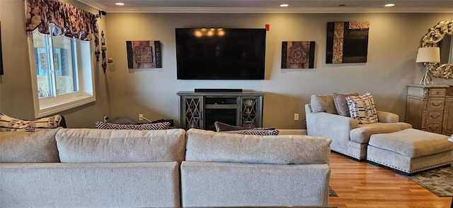 12 Omni Parc Dr, Nanuet, NY 10954 - living room with recessed lighting, wood finished floors, and ornamental molding