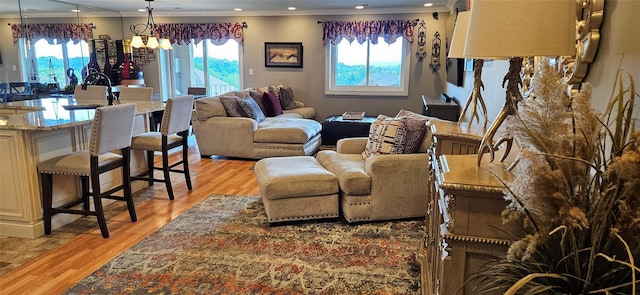 12 Omni Parc Dr, Nanuet, NY 10954 - living room with ornamental molding, plenty of natural light, light wood-type flooring, and recessed lighting