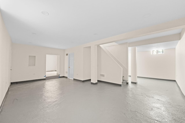 690 Corbalis Pl, Yonkers, NY 10703 - below grade area featuring stairway and baseboards