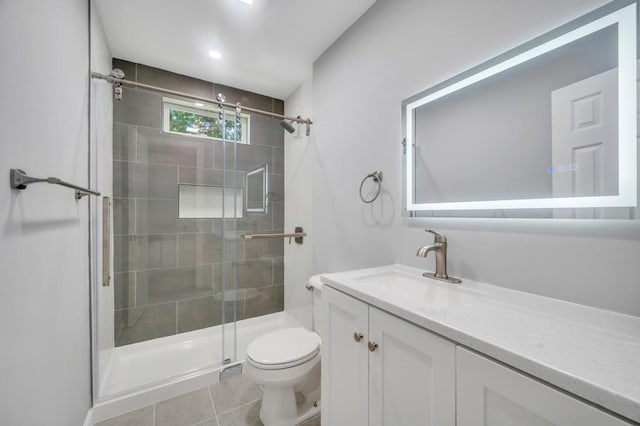 32 Clarkson Rd, Centereach, NY 11720 - bathroom featuring a shower stall, vanity, and tile patterned floors