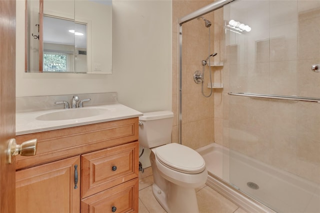 5 Primrose Ln, North Babylon, NY 11703 - bathroom featuring a shower stall, vanity, and tile patterned floors