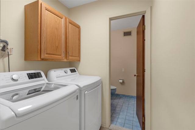 5 Primrose Ln, North Babylon, NY 11703 - washroom with washer and dryer, cabinet space, and light tile patterned flooring