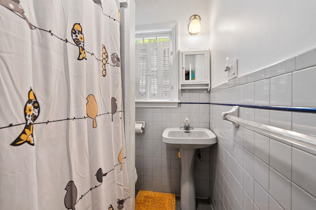1467 Rte 292, Holmes, NY 12531 - bathroom featuring tile walls and a shower with curtain