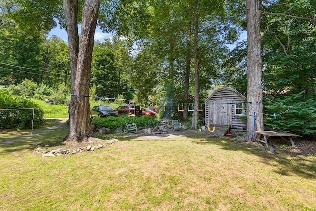 1467 Rte 292, Holmes, NY 12531 - view of grassy yard with a storage shed and view of wooded area
