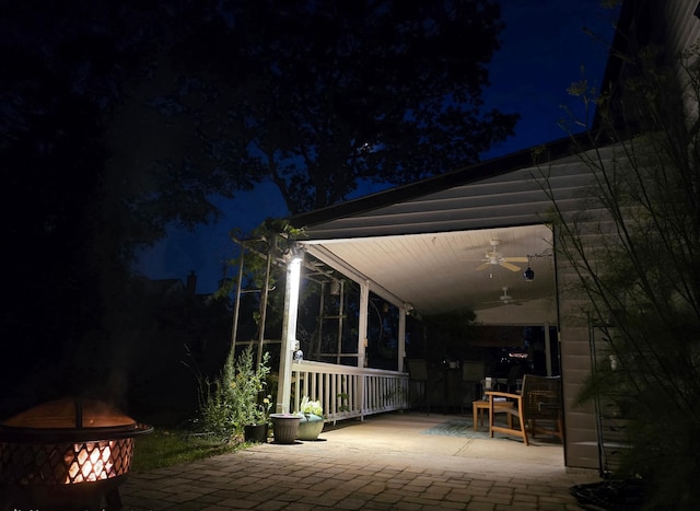356 Montgomery Ave, West Babylon, NY 11704 - patio at night with ceiling fan