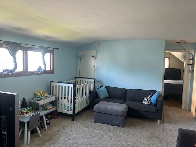 356 Montgomery Ave, West Babylon, NY 11704 - bedroom with carpet floors and lofted ceiling