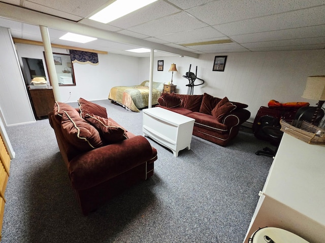 356 Montgomery Ave, West Babylon, NY 11704 - living room with carpet floors and a paneled ceiling