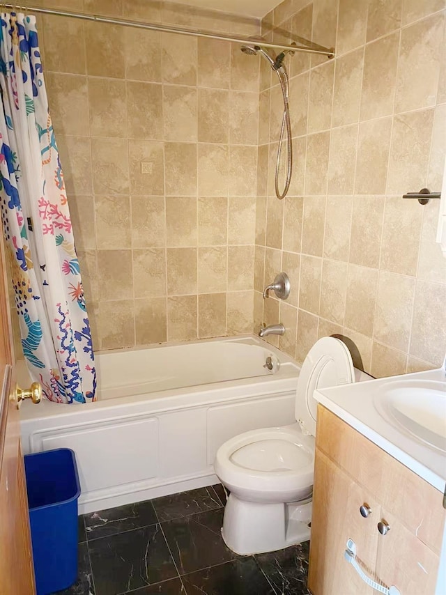 3138 137th St Unit 5A, Flushing, NY 11354 - full bath with shower / bathtub combination with curtain, vanity, and tile walls