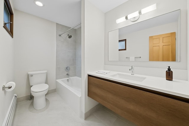 10 May Knl, Dover Plains, NY 12522 - full bath with a baseboard heating unit, vanity, shower / bathtub combination, and tile patterned flooring