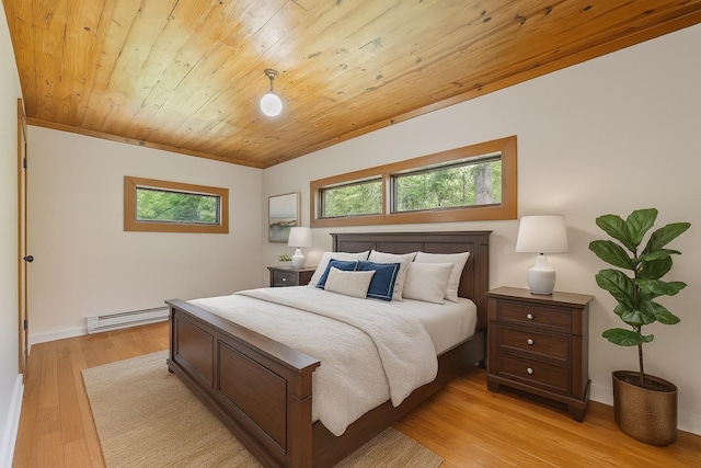 10 May Knl, Dover Plains, NY 12522 - bedroom featuring multiple windows, baseboard heating, light wood-style flooring, wood ceiling, and crown molding