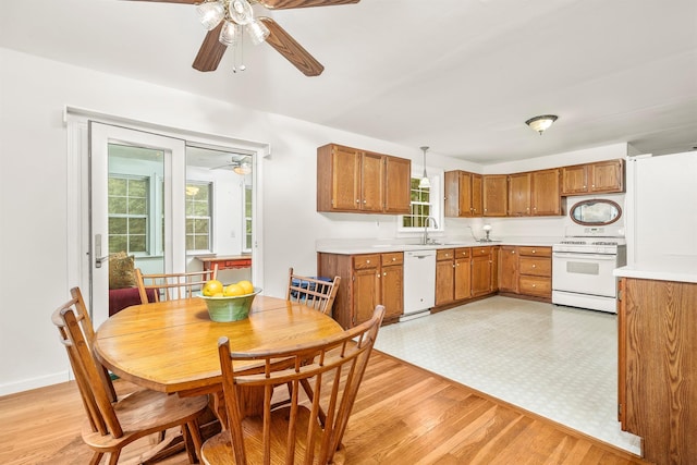 979 Duell Rd, Stanfordville, NY 12581 - kitchen featuring white appliances, ceiling fan, and light countertops