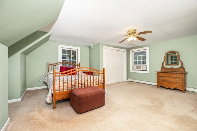 979 Duell Rd, Stanfordville, NY 12581 - carpeted bedroom featuring a baseboard heating unit, a closet, and a ceiling fan