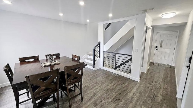 6 Devon Ct, Nanuet, NY 10954 - dining room with wood finished floors, stairway, and recessed lighting