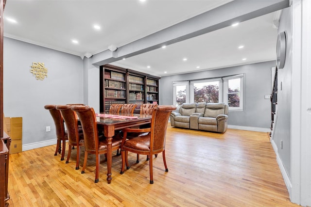 22 Sharon Dr, Spring Valley, NY 10977 - dining space with light wood-style floors, recessed lighting, and ornamental molding