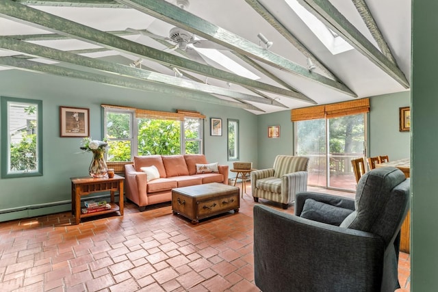 77 Nancy Blvd, Merrick, NY 11566 - living room with a skylight and ceiling fan