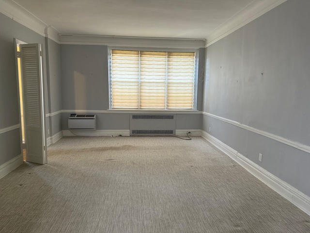 1 Meadow Dr Unit 3D, Woodmere, NY 11598 - carpeted spare room featuring radiator heating unit, an AC wall unit, and crown molding